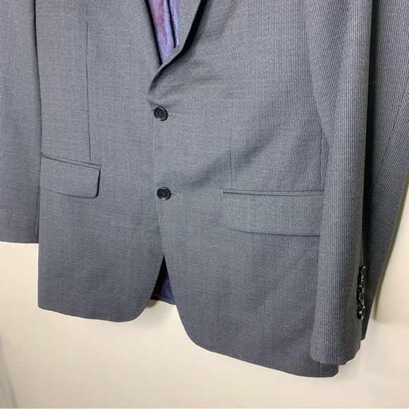 Indochino Men's Wool Gray Paisley Lined Pin Striped Blazer - Picture 3 of 13